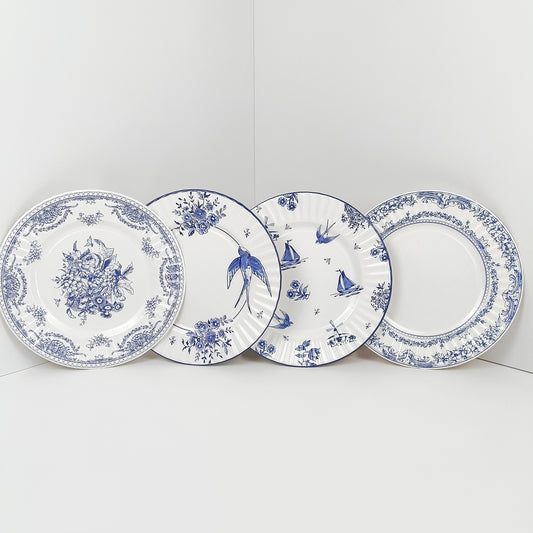 11.2 inch Chinese Style White and Blue Porcelain Paper Disposable Tableware Plates for Party Decoration