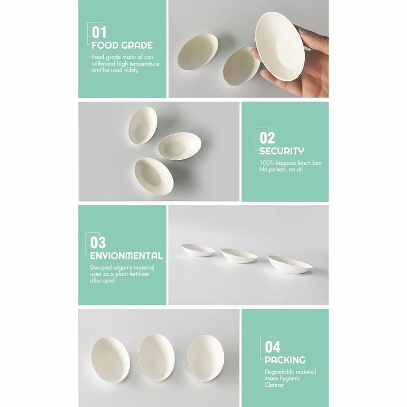 25pcs Pulp Safe No PFAS Added Teardrop White Sugarcane / Bagasse Tasting Spoon Tray Disposable Biodegradable Bagasse Small Pot Spoon cup for Fruit Portion Sauce