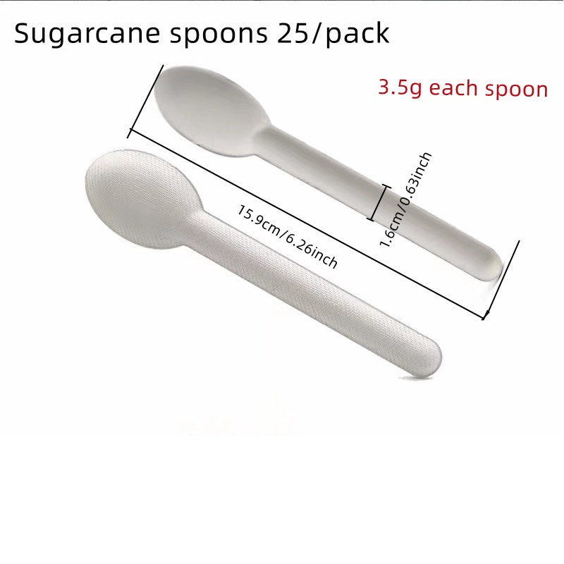 Compostable Sugarcane Bagasse Pulp Cutlery Set Fork Knife Spoon 25/pack