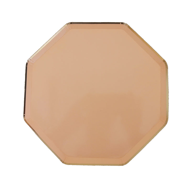 Disposable Octagonal Pink Paper Party Plates Tableware Paper Pizza Plates 8pcs for Party 8 Inch Food level