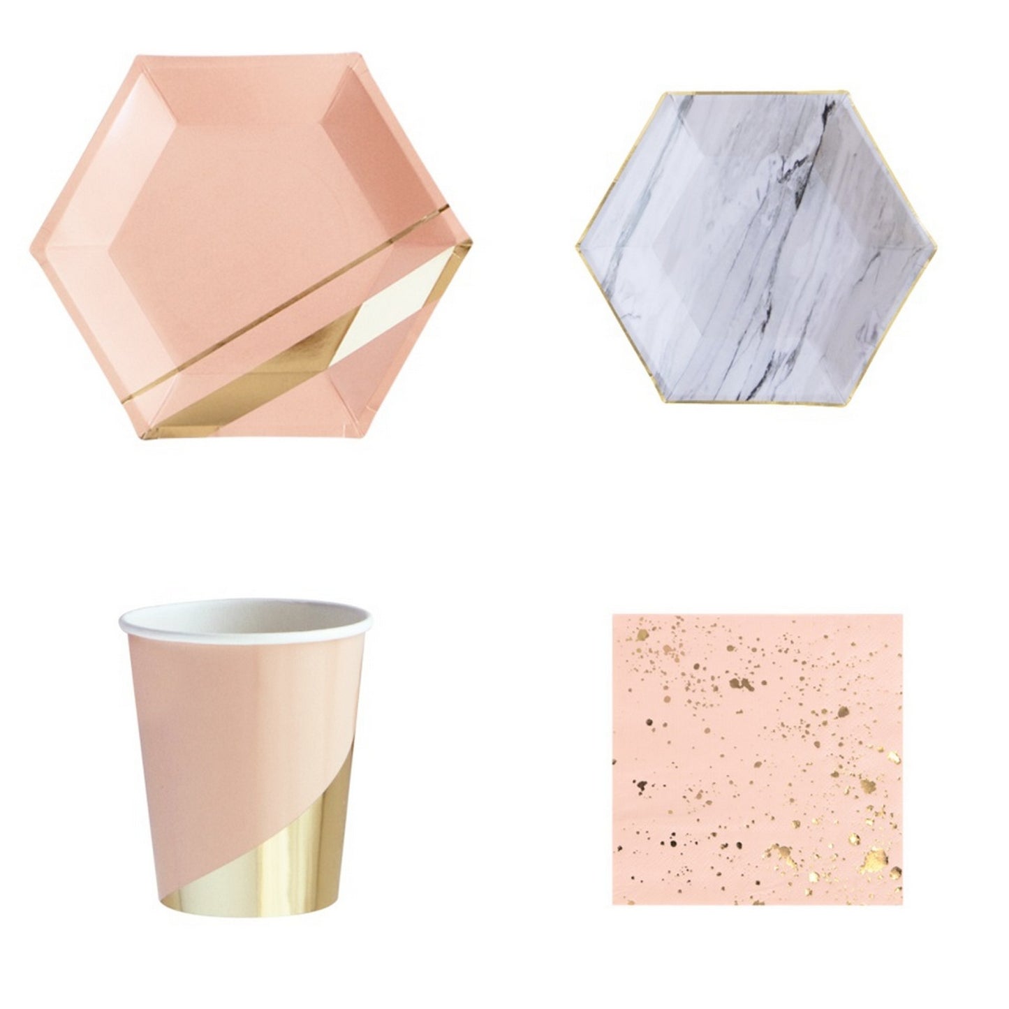 8PCs Gilding Pink Paper Cups Disposable Party Supplies