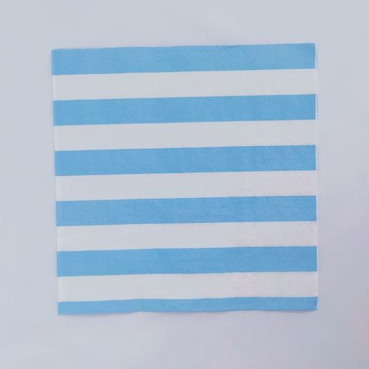 16PCs Blue Striped Paper Napkins For Decoupage Luncheon Decorations 3-Ply 33cm