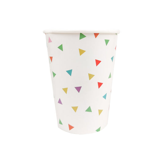 8PCs Colorful Triangle White Paper Cups 9 oz