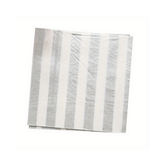 16PCs Silver Striped Paper Napkins Pack Decoupage Luncheon Party Supplies Home Decor 33cm