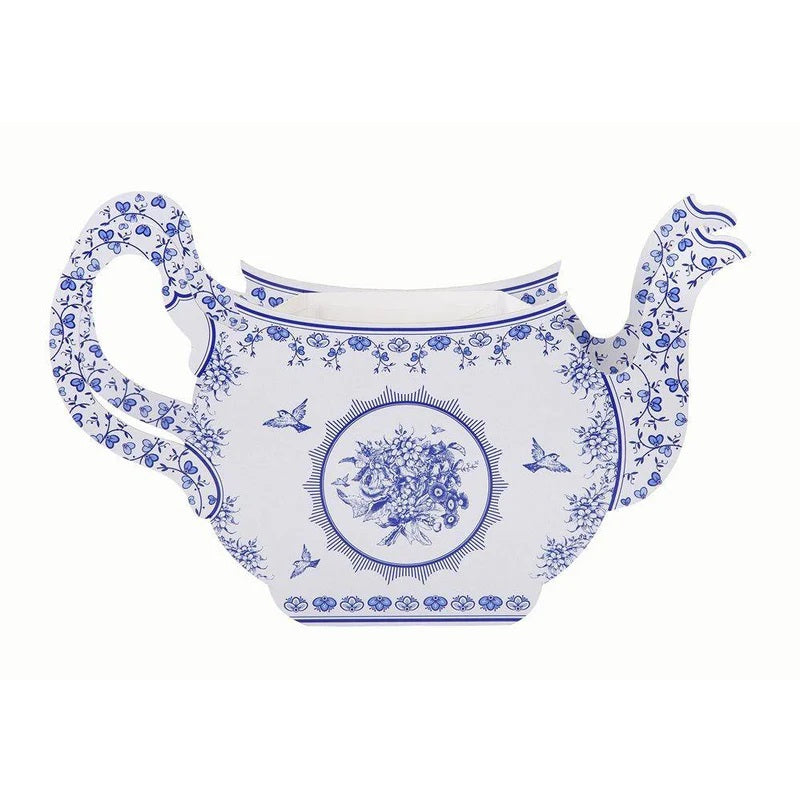 Party Porcelain Blue Paper Teapot for a General party decoration or Tea Party, Blue & White