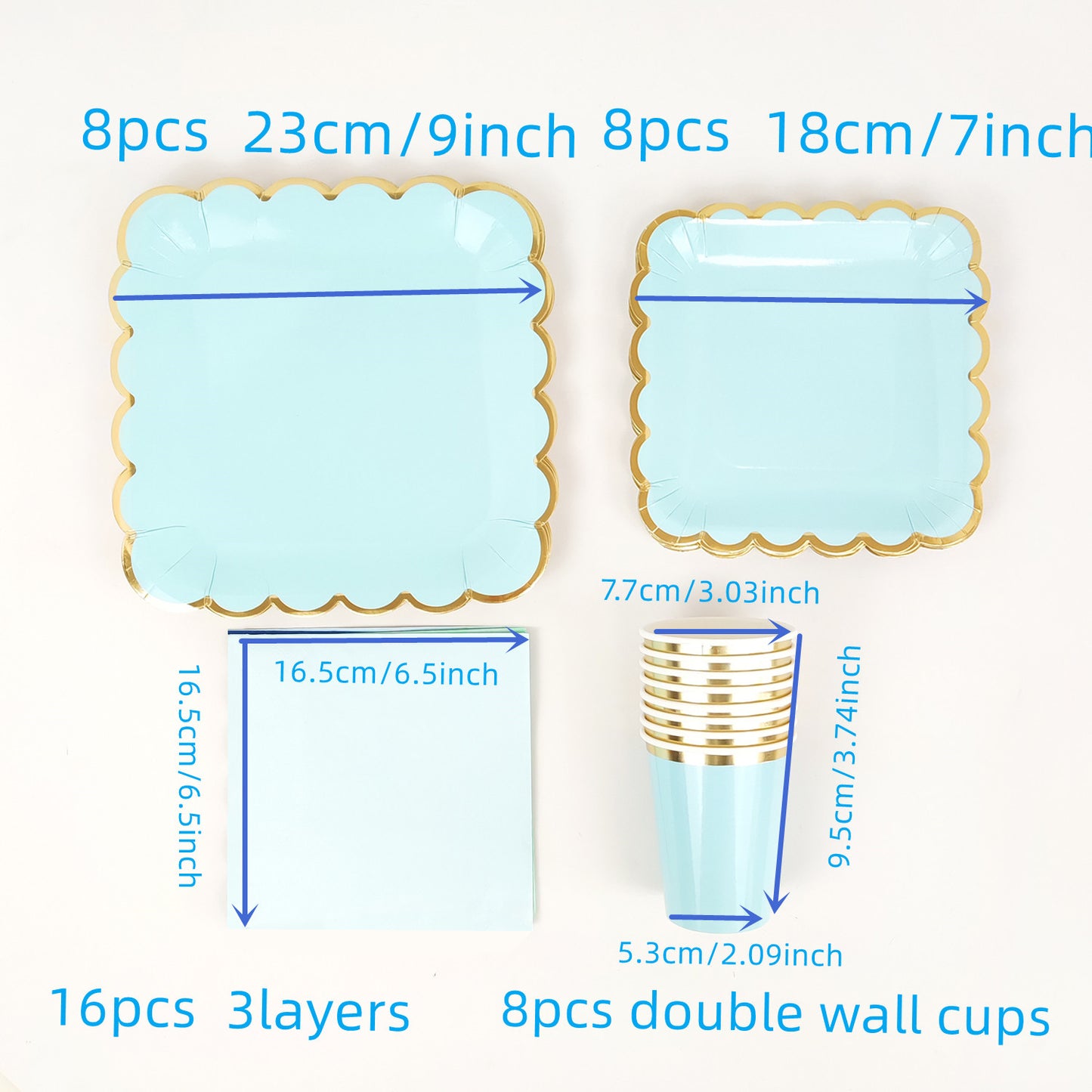 Mixed Colors Boy's Party Decoration Disposable Paper Plates Cups Napkins Tableware Set Birthday Wedding Celebration
