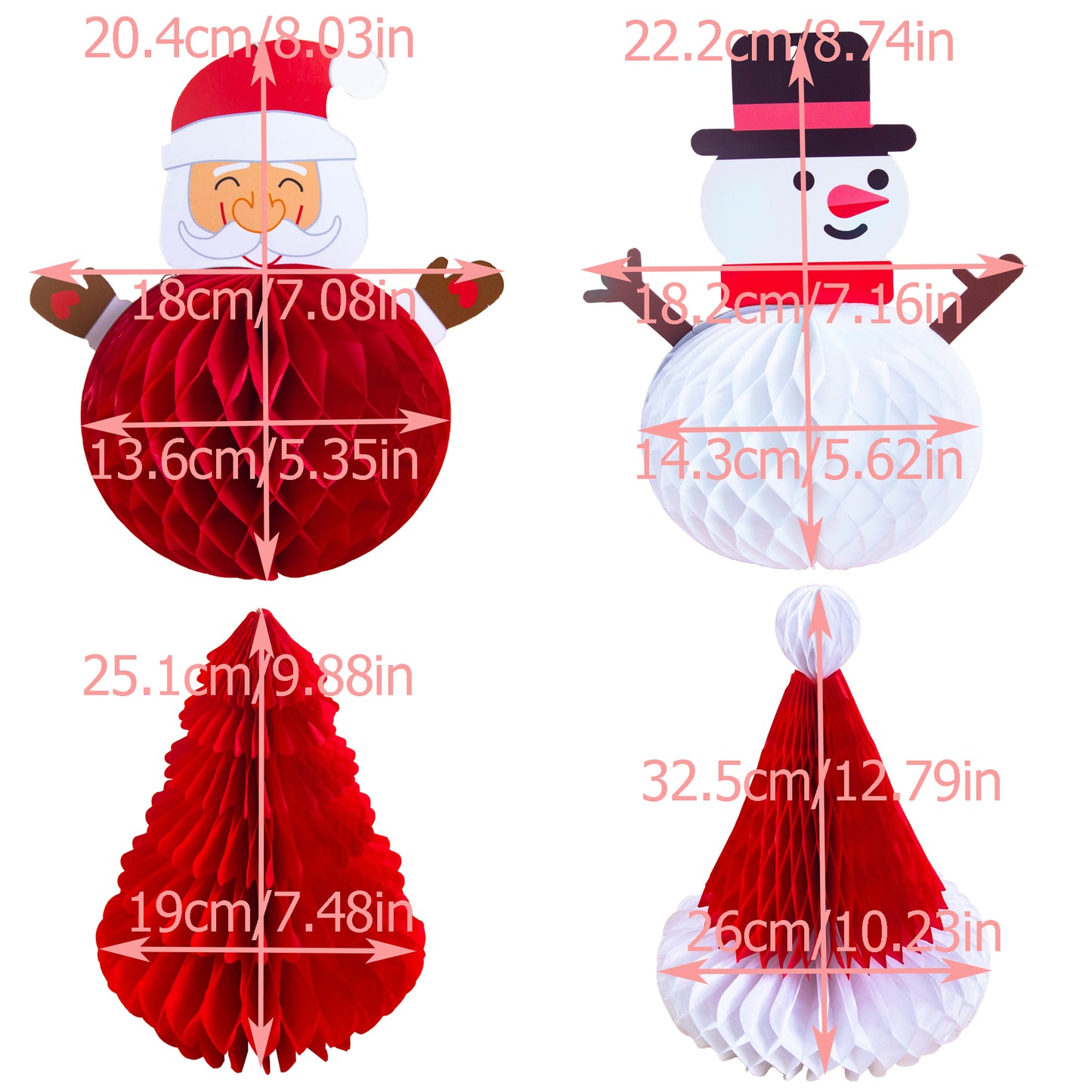 Three Chicks Christmas Tree Decoration Christmas Honeycomb Centerpieces Paper Tissue Pom POms Santa Claus Snowman Table Haning Decorations for Christmas Party Supplies Favors