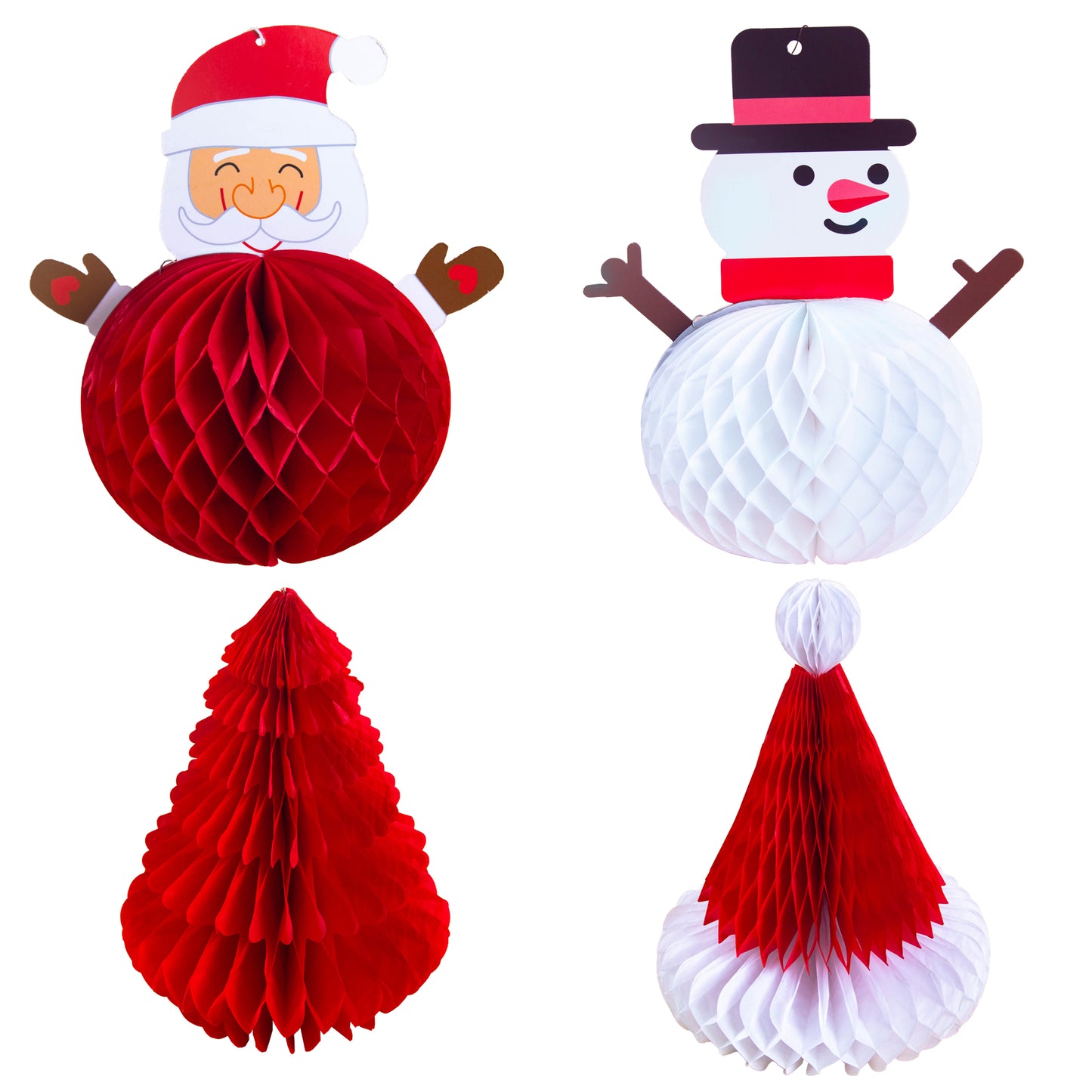 Three Chicks Christmas Tree Decoration Christmas Honeycomb Centerpieces Paper Tissue Pom POms Santa Claus Snowman Table Haning Decorations for Christmas Party Supplies Favors