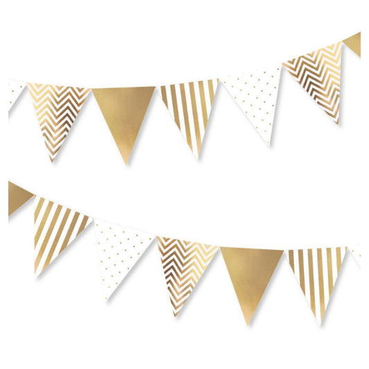 Golden Triangle Paper Banner Flags 350cm Party Supplies Wall Decoration