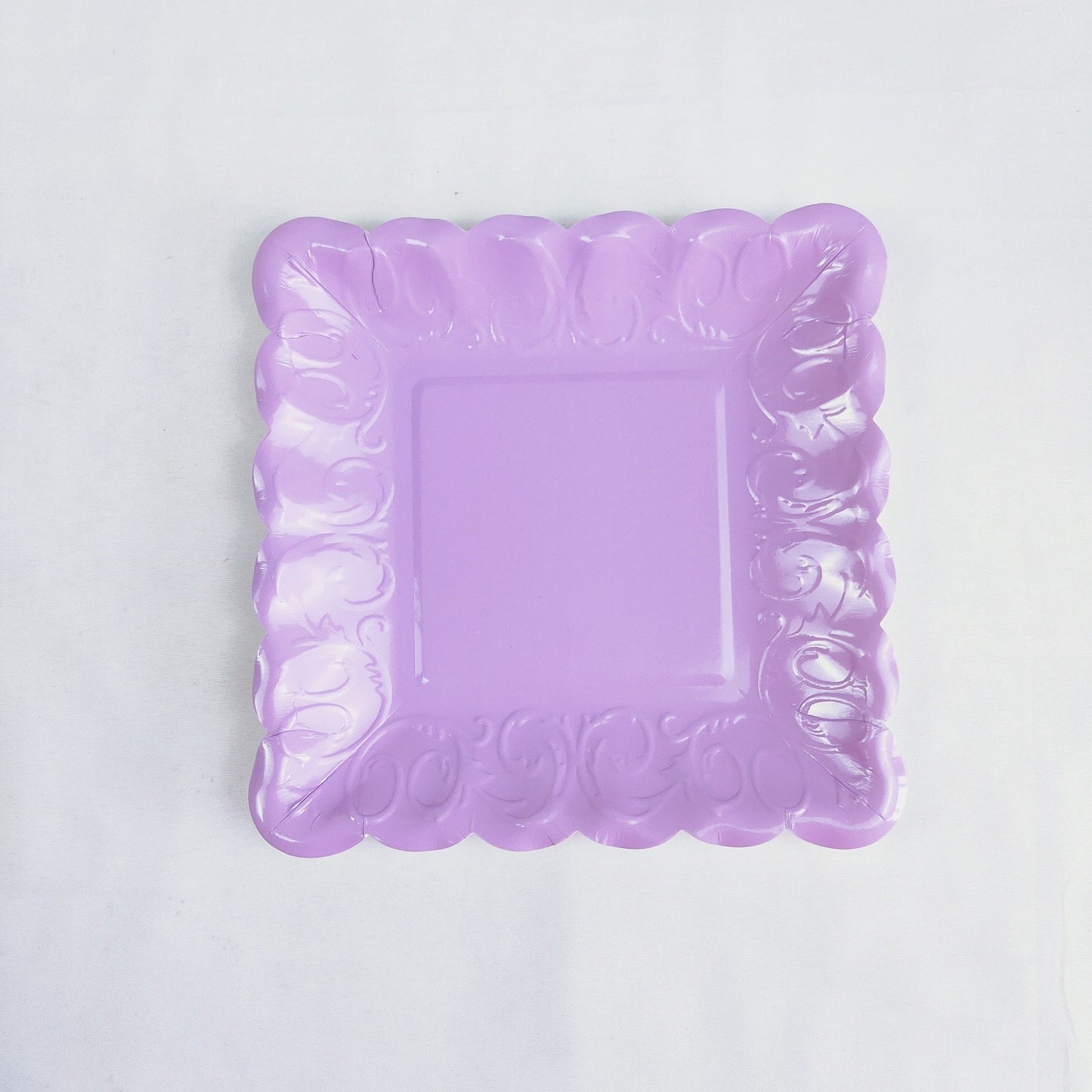 8PCs Purple Square Luncheon Dinner Serving Paper Plates Disposable Embossed Party Plate