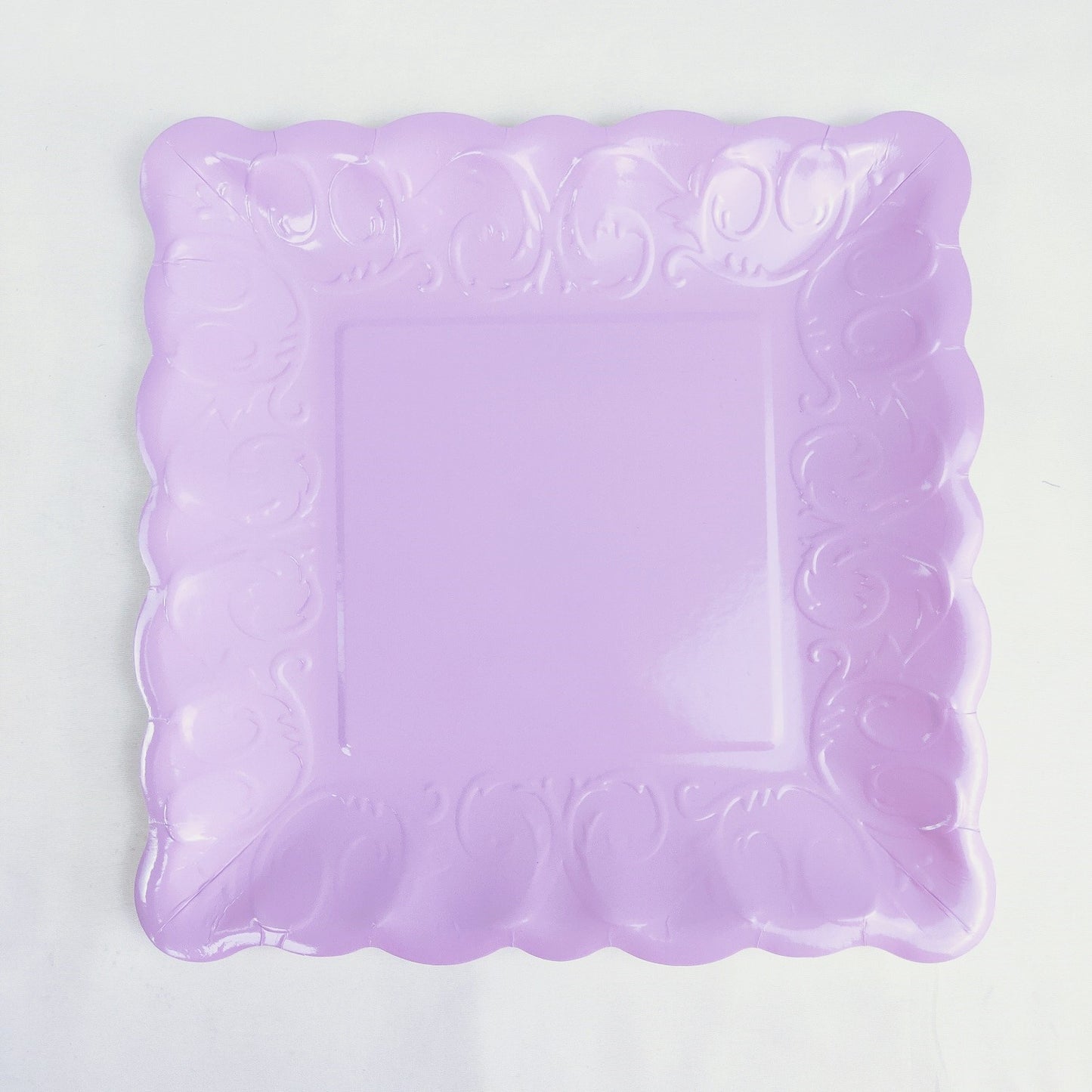 8PCs Purple Square Luncheon Dinner Serving Paper Plates Disposable Embossed Party Plate