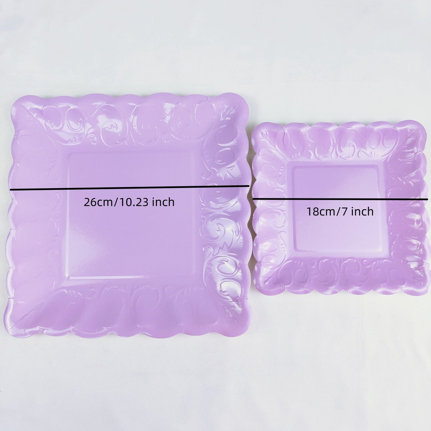 8PCs Purple Square Luncheon Dinner Serving Paper Plates Disposable Embossed Party Plate