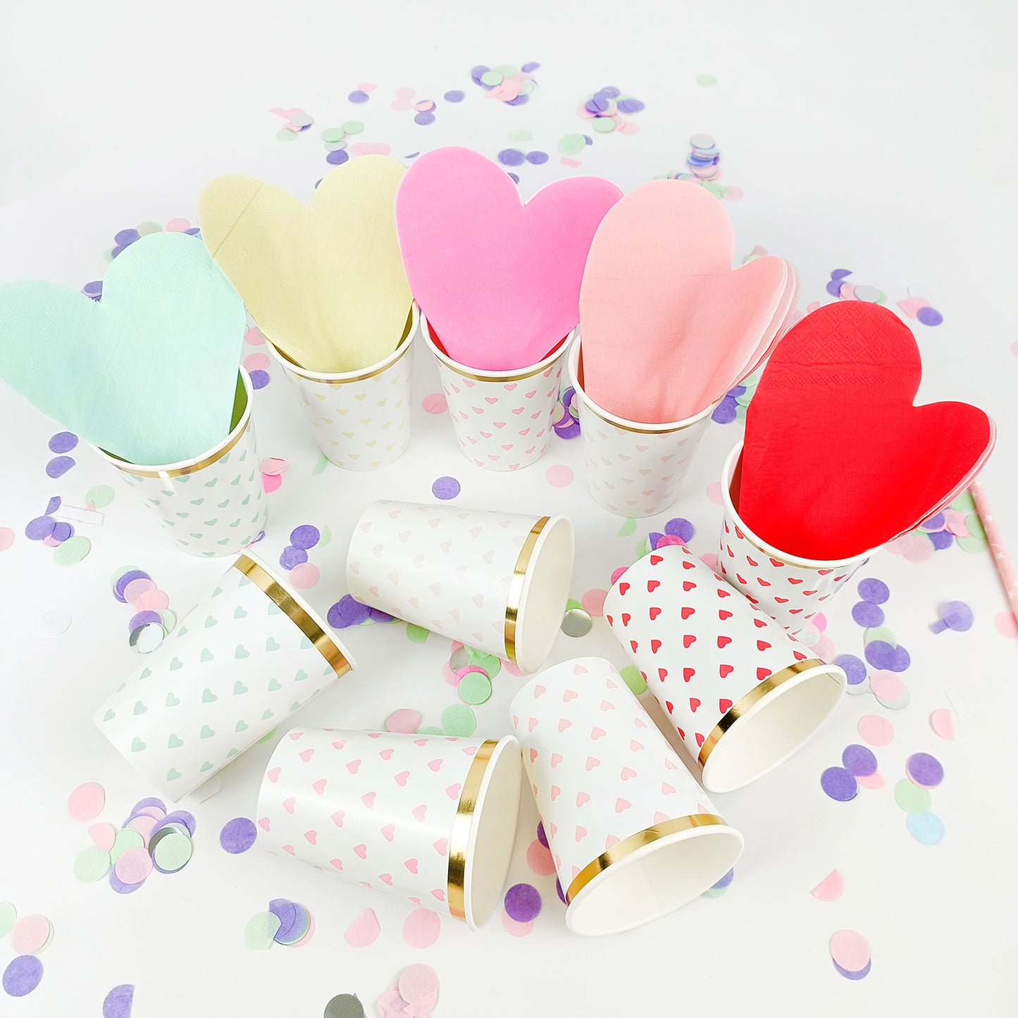 Colorful Blushing Heart Paper Plate for Party Decorations Cute Hexagonal Disposable Paper Plates Party Supplies