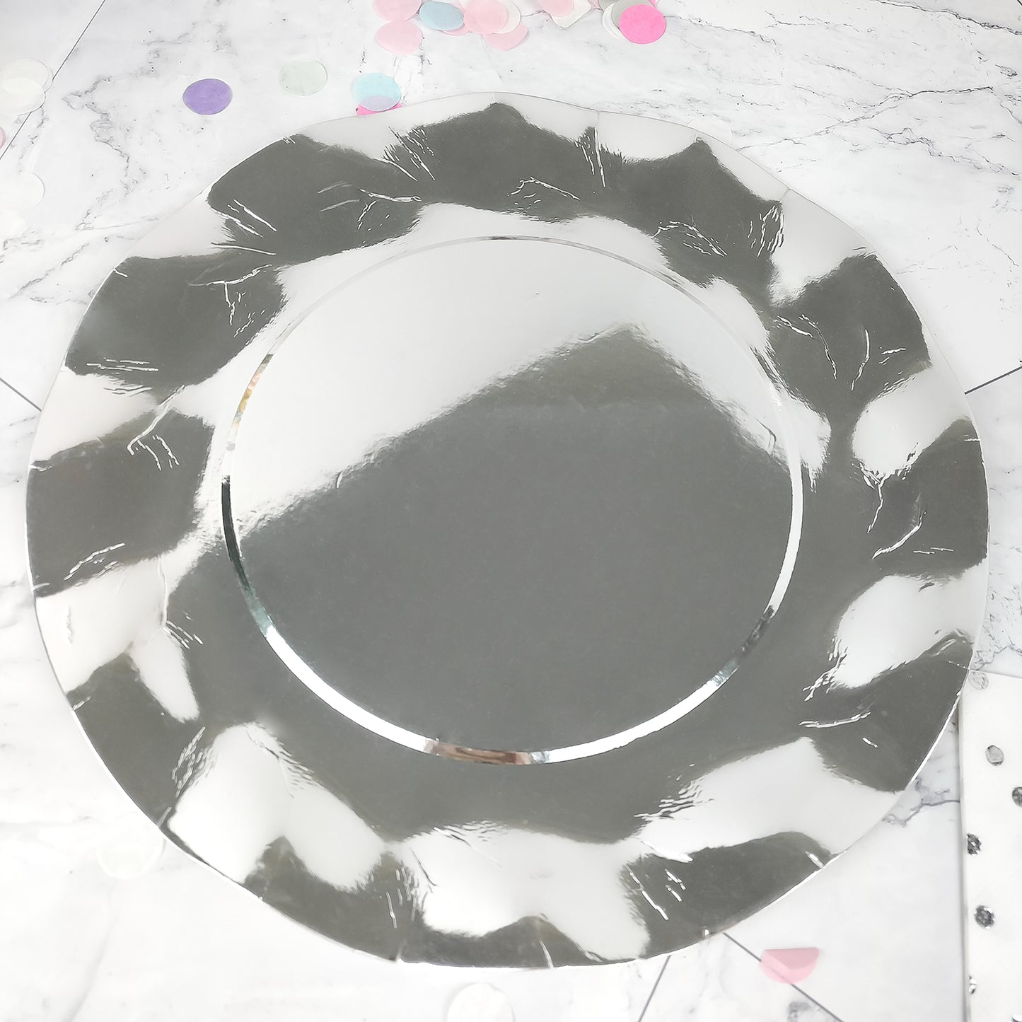 New Lobed Wheel Metallic Silver Paper plate Dessert Plate for Birthday Party Valentine's Day Weddings