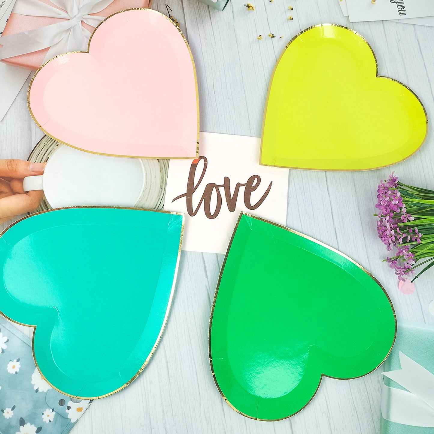 Disposable Eco-friendly Paper Plates Heart Shaped Dinner Party Cute Wedding Party Party Plates 8 Pieces