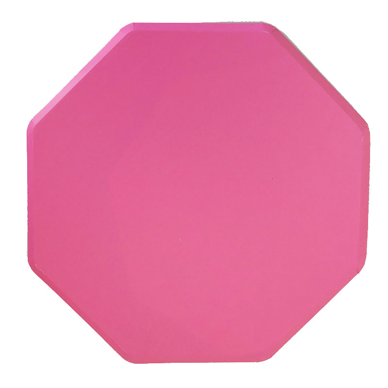 1 Set/8pcs Disposable Tableware Set Pink Octagonal Paper Plate Party Supplies 10inch Paper Plates