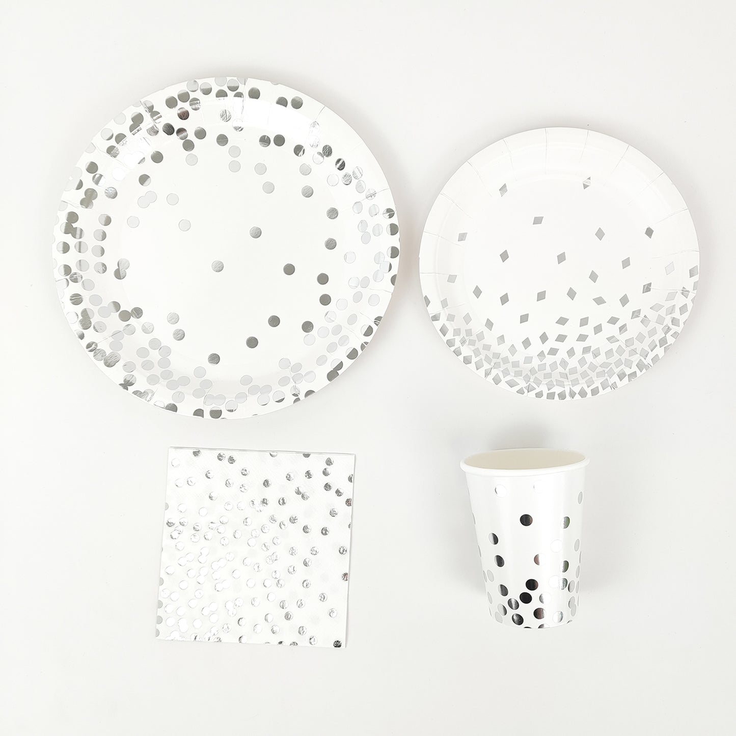 8 pcs Round Golden Dots Diamonds Paper Plates Cups Napkins Party Tableware Set Disposable Table Decoration