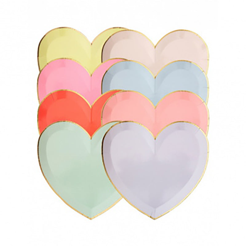 Heart Shaped Dinner Party Disposable Eco-friendly Paper Plates for Happy New Year Party Wedding Valentine's Day 8pks