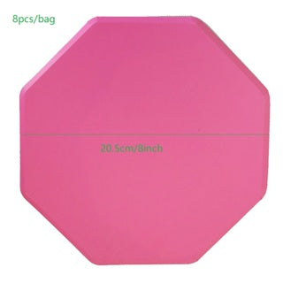 Disposable Octagonal Pink Paper Party Plates Tableware Paper Pizza Plates 8pcs for Party 8 Inch Food level