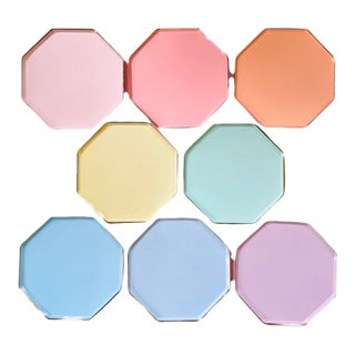 Disposable Octagonal Pink Paper Party Plates Tableware Paper Pizza Plates 8pcs for Party 8 Inch Food level