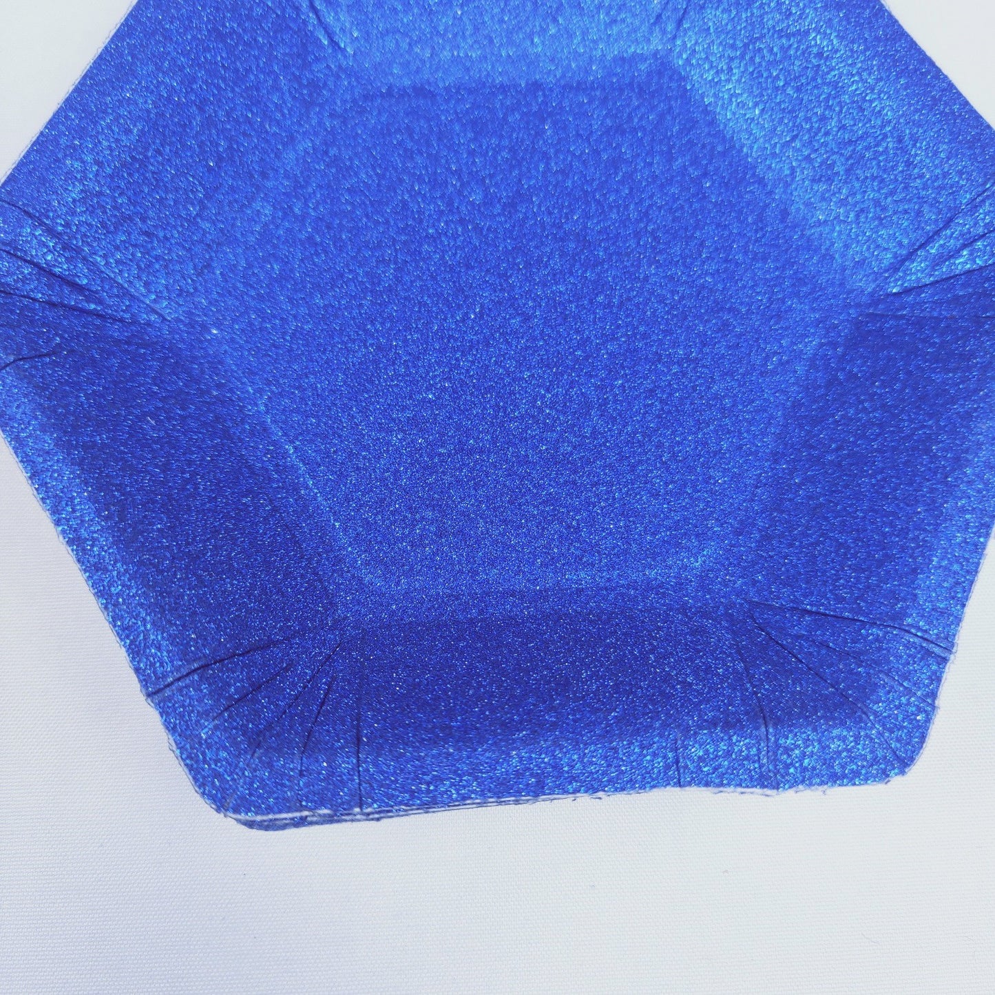 8PCs Solid Dark Blue Glitter Mini Hexagon Paper Plates 4 inch