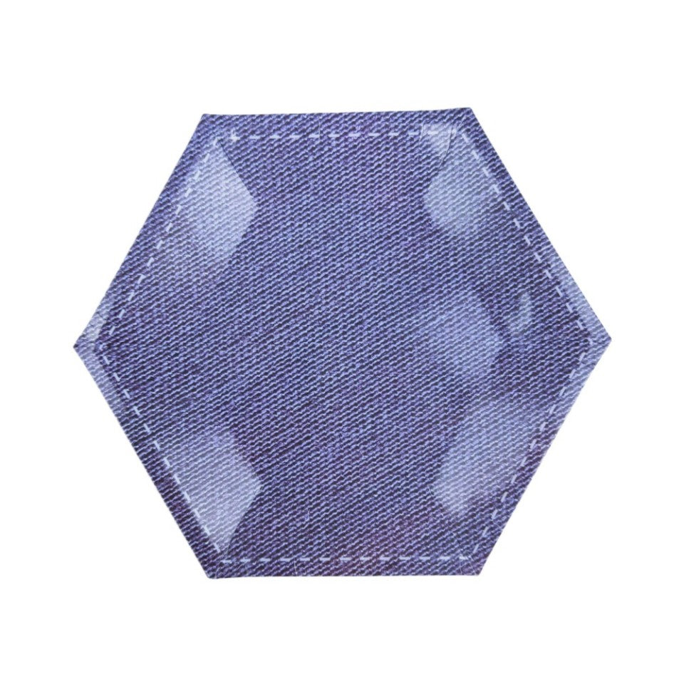 8PCs Denim Hexagon Paper Plates Party Supplies 7.67 inch