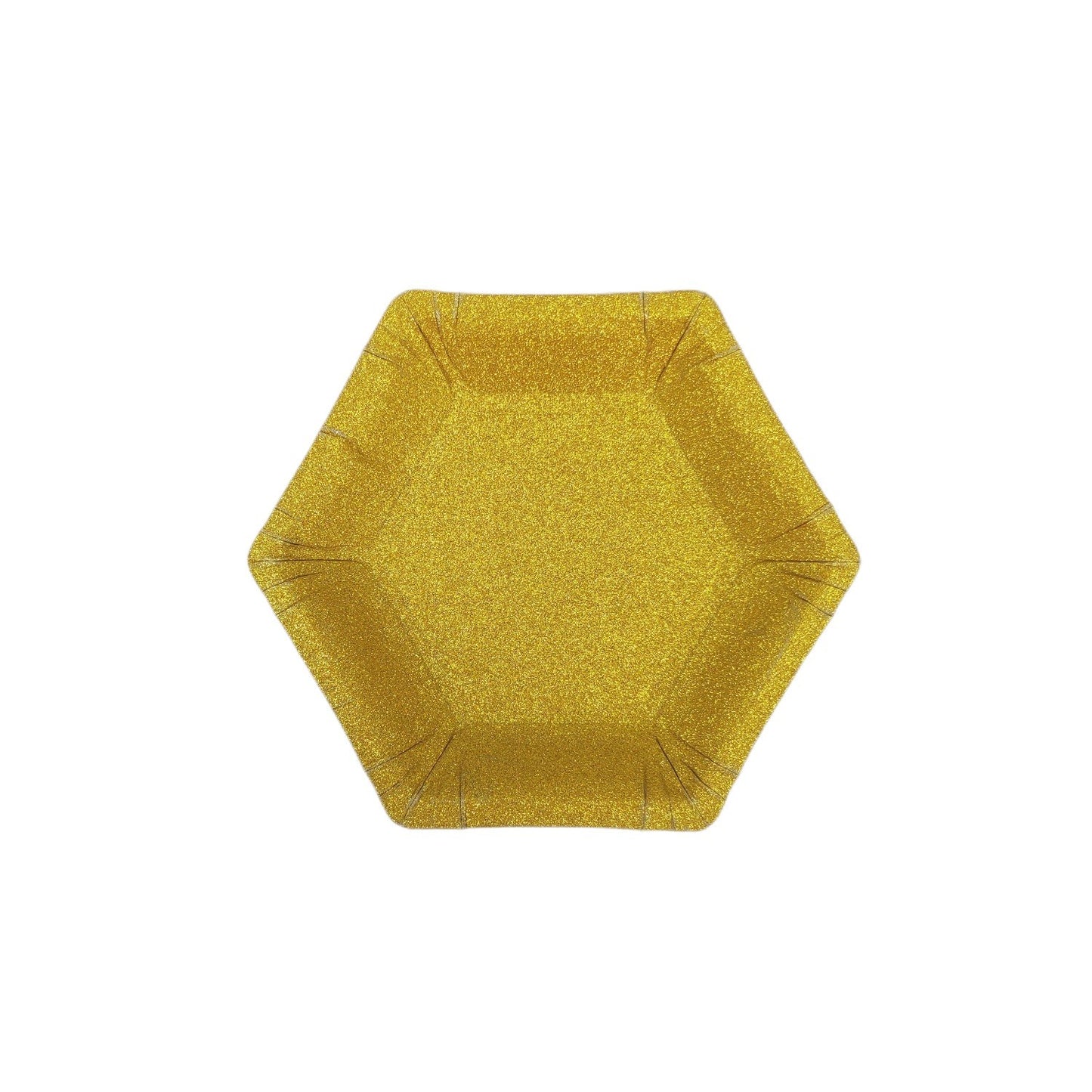 8PCs Solid Golden Glitter Mini Hexagon Paper Plates 4 inch Party Supplies Home Wall Decor