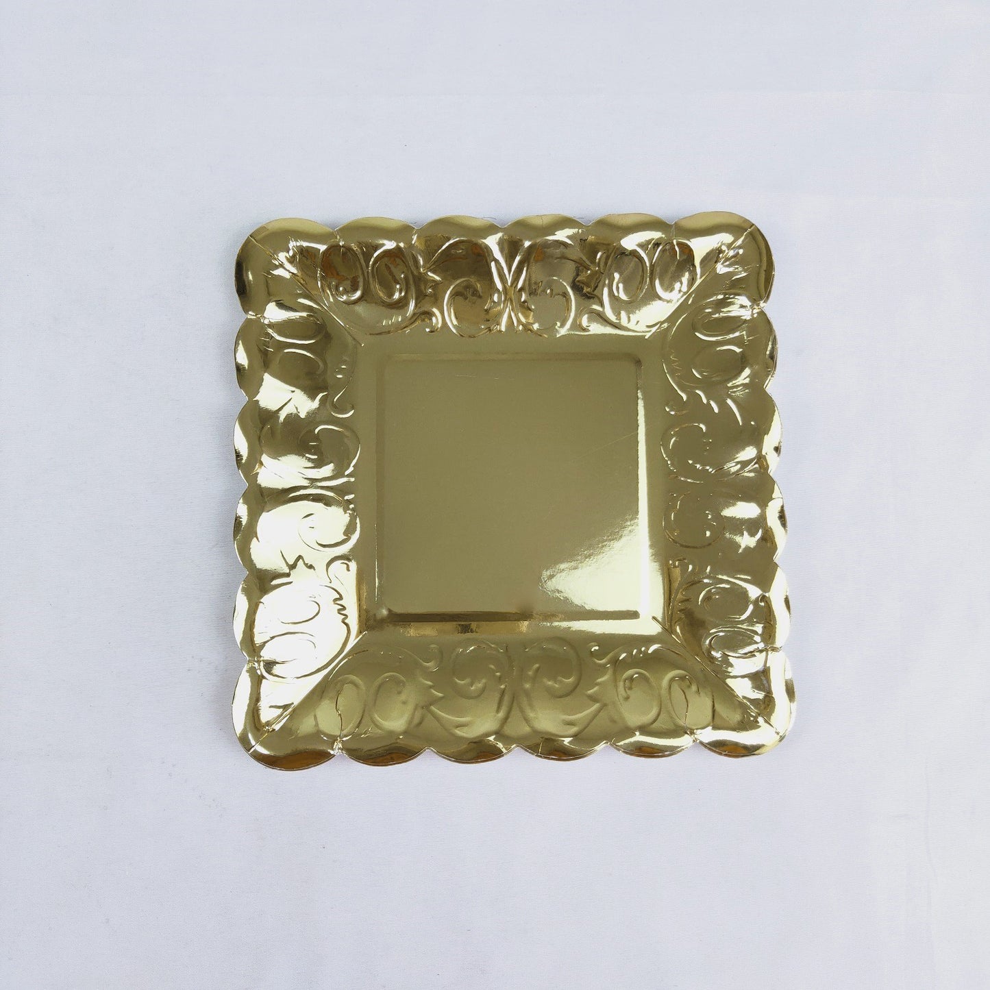 8PCs Gold Square Luncheon Dinner Serving Paper Plates Disposable Embossed Party Plate