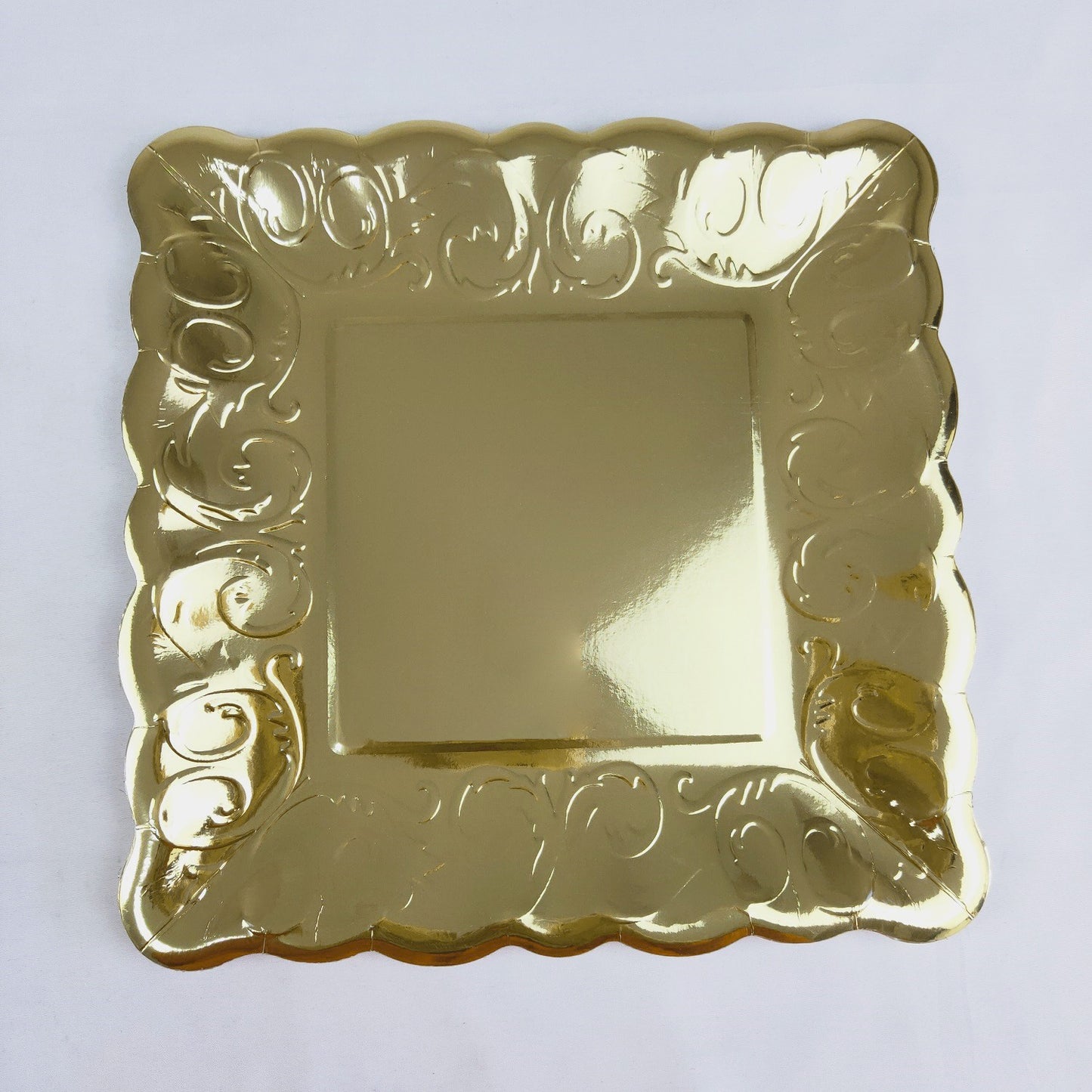 8PCs Gold Square Luncheon Dinner Serving Paper Plates Disposable Embossed Party Plate