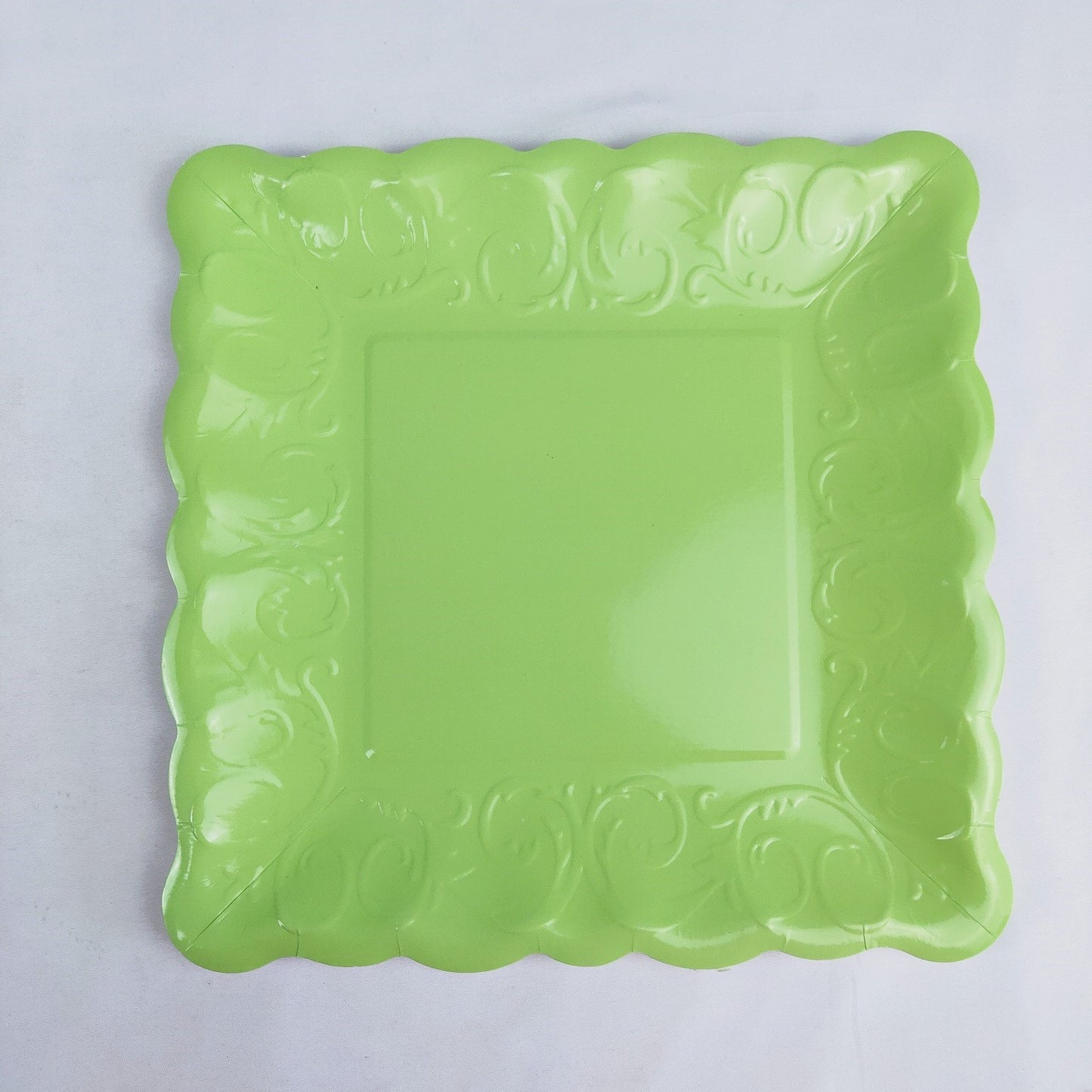 8PCs Green Square Dinner Serving Paper Plates Disposable Embossed Party Plate