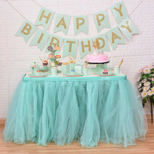 Gilding Happy Birthday Green Paper Banner Flags Party Supplies Wall Decoration