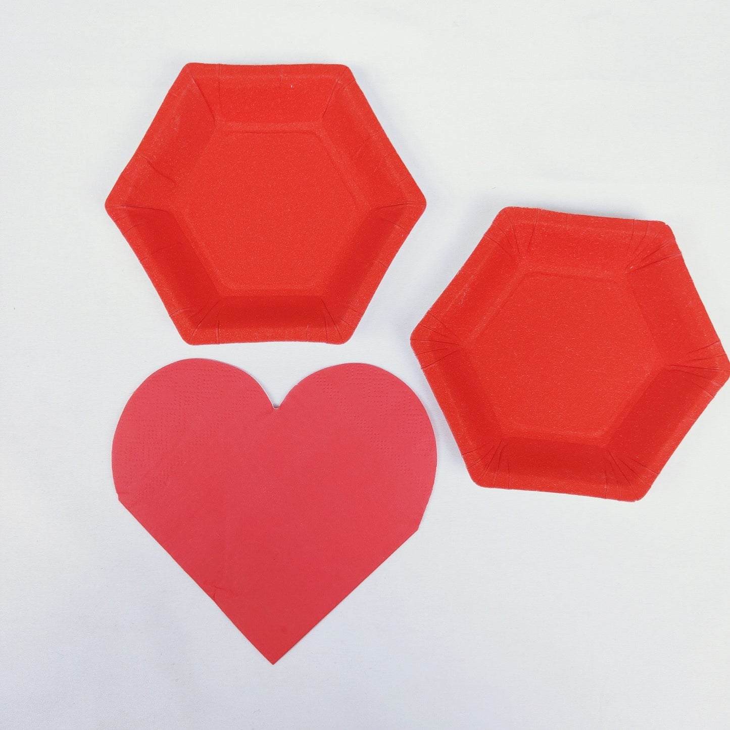 8PCs Solid Red Glitter Mini Hexagon Paper Plates 4 inch Party Supplies Home Wall Decor