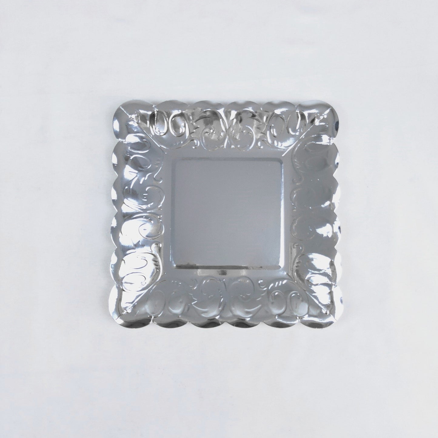 8PCs Silver Square Luncheon Dinner Serving Paper Plates Disposable Embossed Party Plate