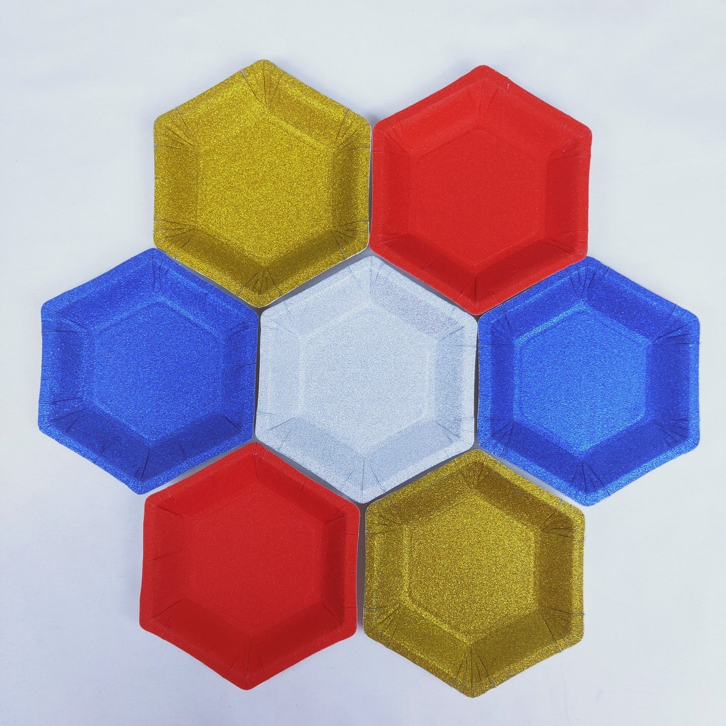 8PCs Solid Golden Glitter Mini Hexagon Paper Plates 4 inch Party Supplies Home Wall Decor