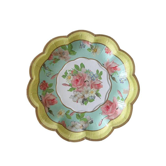 8PCs Vintage Style Floral Paper Plates 7 inch Afternoon Tea Wedding Party Supplies Decorations Home Decor Plate Wall DIY