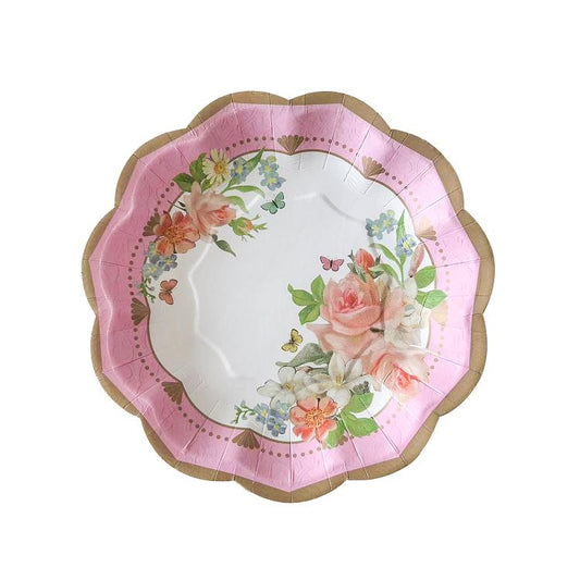 8PCs Romantic Beautiful Floral Paper Plates 7 inch Afternoon Tea Wedding Party Supplies Decorations Home Decor Plate Wall DIY