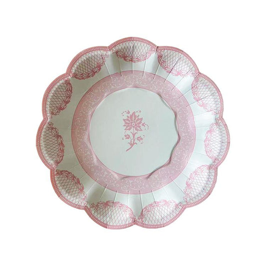 8PCs Pink Lace Floral Paper Plates 7 inch Afternoon Tea Wedding Party Supplies Decorations Home Decor Plate Wall DIY