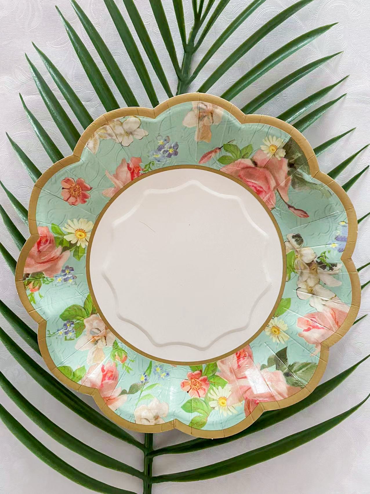 8PCs 7" Flower Paper Plates for Spring Outing Picnic Dinner Party Wedding Disposable Plates