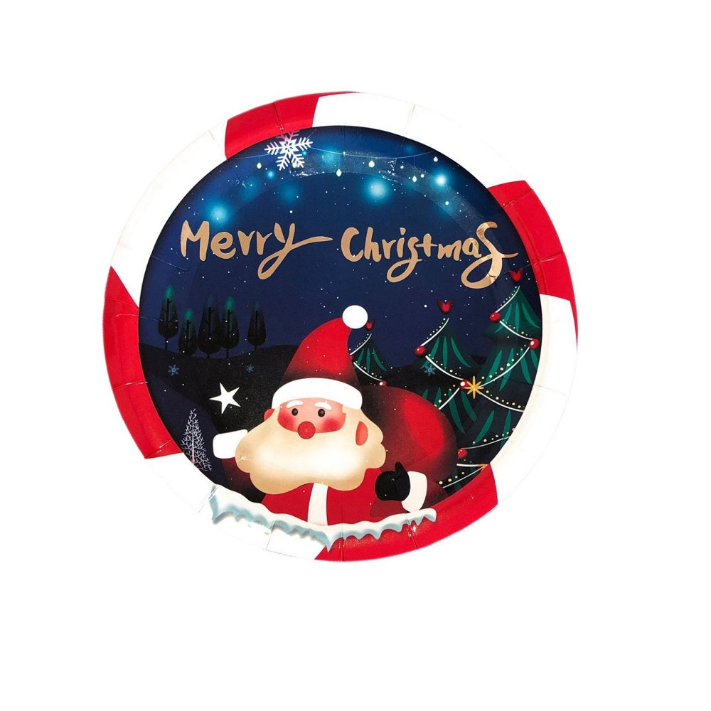 8PCs Merry Christmas Round Dinner Luncheon Serving Paper Plates 7/9 inch