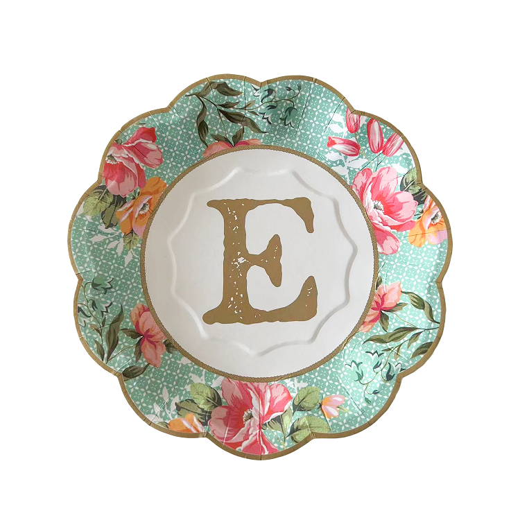 8PCs 7 inch Flower Letter Paper Plates Tableware Decorations Party Wedding Dinner Disposable Plate