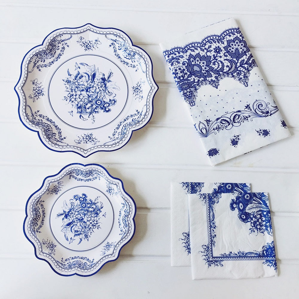 Chinese Style Blue And White Porcelain Paper Tablecloths for Round Tables 180*180cm