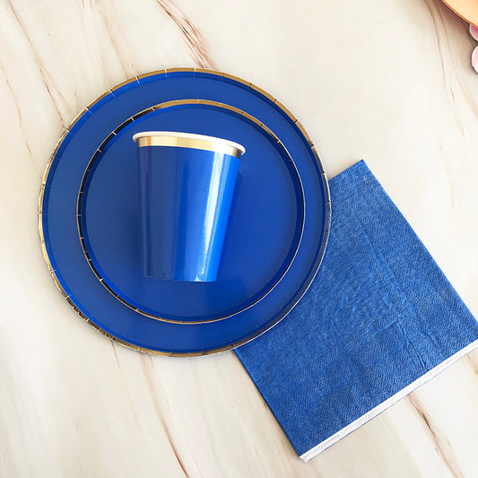 44PCs Royal Blue Disposable Paper Tableware Set for Birthday Wedding Baby Shower Decoration Paper Plates Cups Napkin Party Supplies