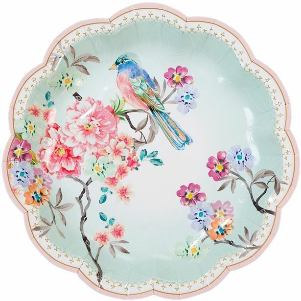 8PCs 7" Chinese Style Flower Plates Picnic Dinner Party Wedding Decoration Disposable Plates