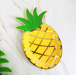 8PCs 8 Inch Cute Pineapple Shape Paper Plate Tableware Decorations for Kids Party Dinner Disposable Plates