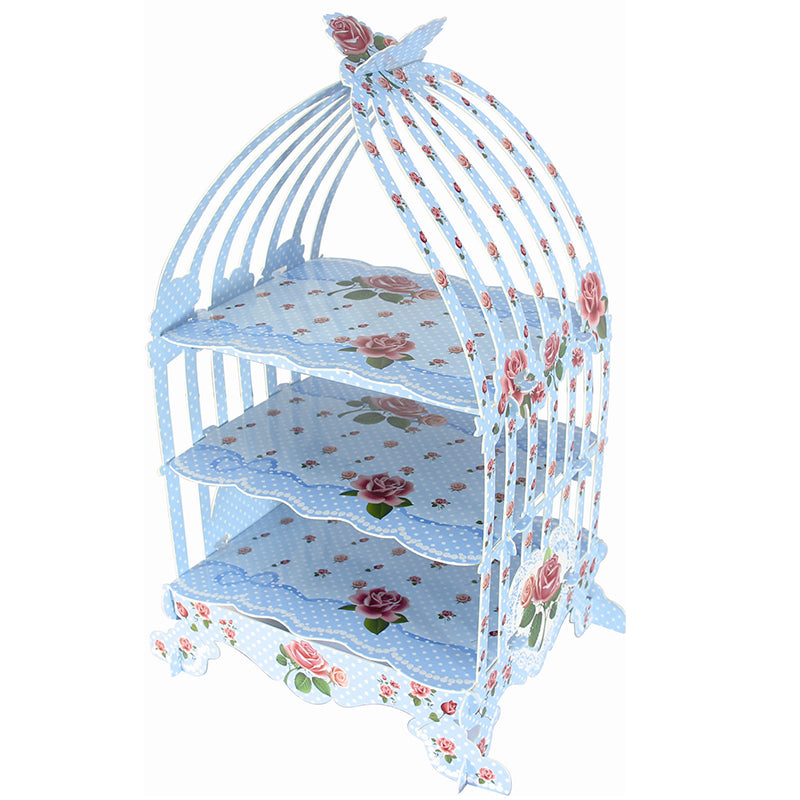 3 Tier Flower Birdcage Cupcake Stand Paper Display Dessert Tower Holder Wedding Birthday Party Supplies Decoration