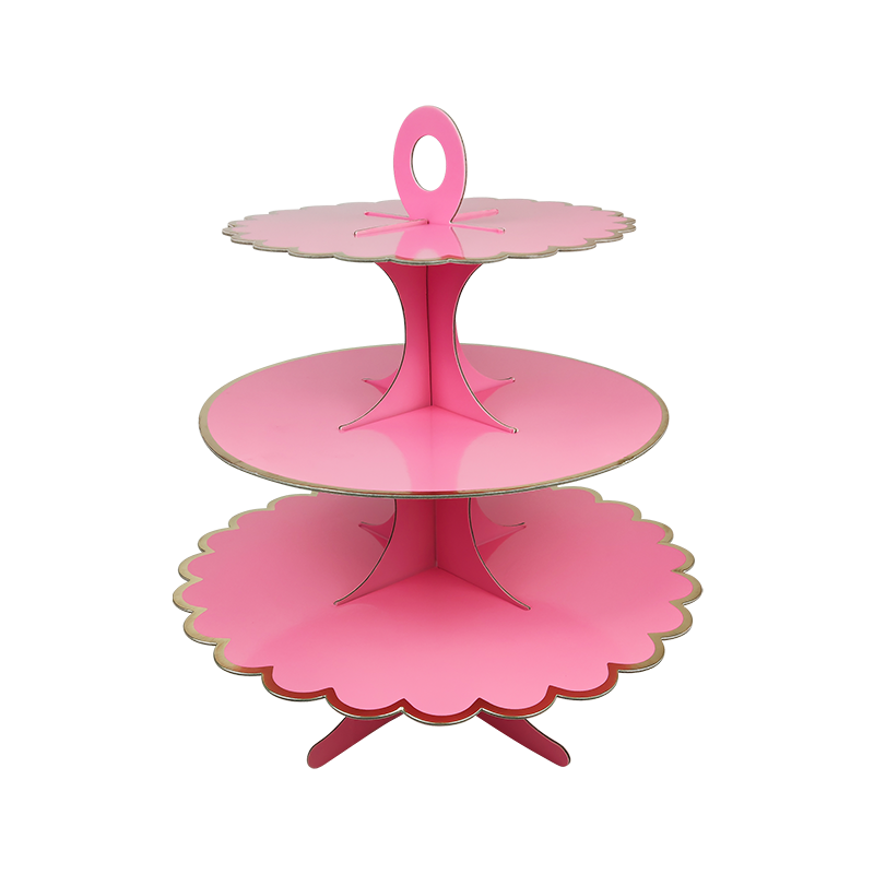 3-Tier Rose Round Cardboard Cupcake Stand Perfect for Baby Bridal Shower Birthday Party Supplies