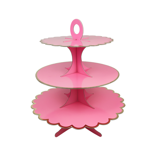 3-Tier Rose Round Cardboard Cupcake Stand Perfect for Baby Bridal Shower Birthday Party Supplies