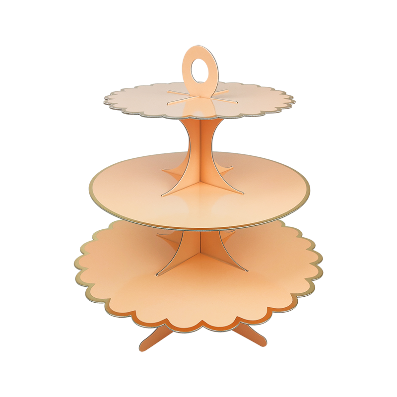 Orange 3-Tier Round Cardboard Cupcake Stand Party Supplies Decorations