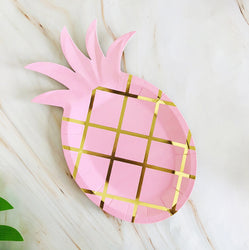 8PCs 8 Inch Cute Pineapple Shape Paper Plate Tableware Decorations for Kids Party Dinner Disposable Plates