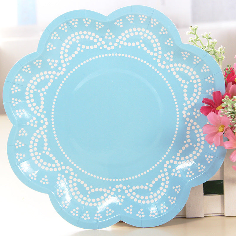 12PCs 8" Flower Shape Paper Plates Picnic Dinner Party Wedding Tableware Decoration Disposable Plates